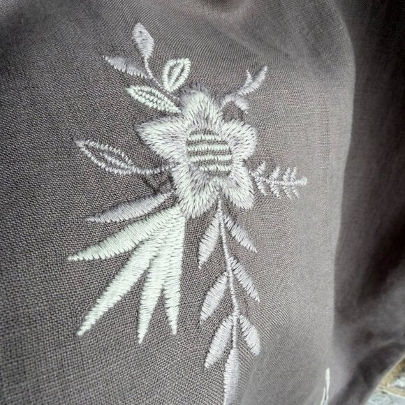 Coldwater Creek 100% Linen Embroidered Floral Elastic Waist Boho Pants Size M - Picture 6 of 8